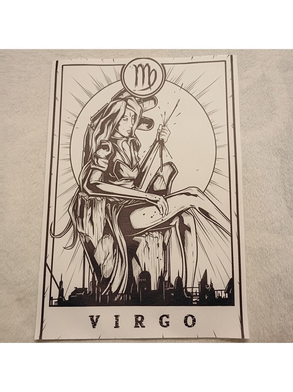 2/$10 Black and White Virgo Zodiac Canvas Art Print